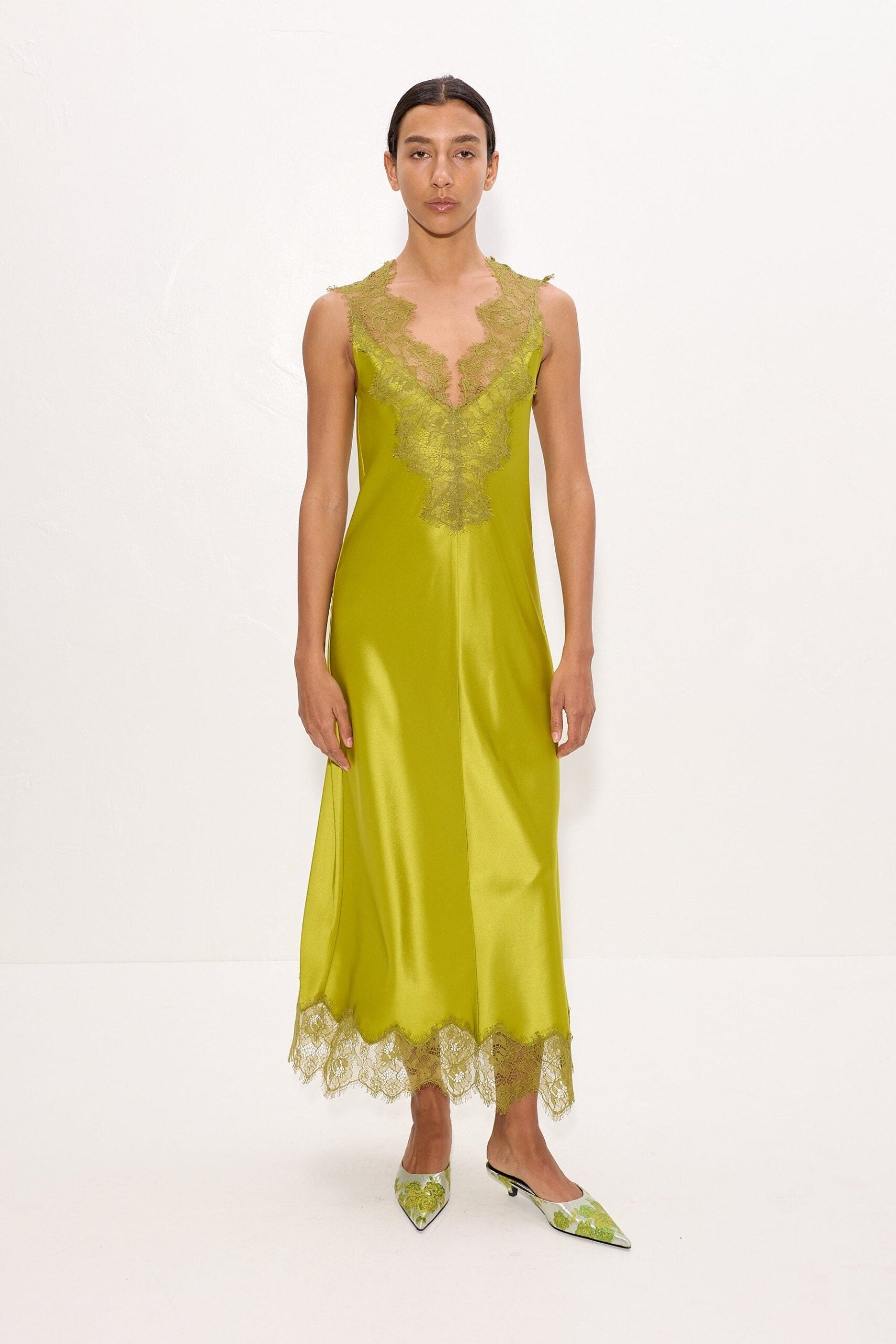 SIMONMILLER Bea Satin Lace Midi Dress - Image 3