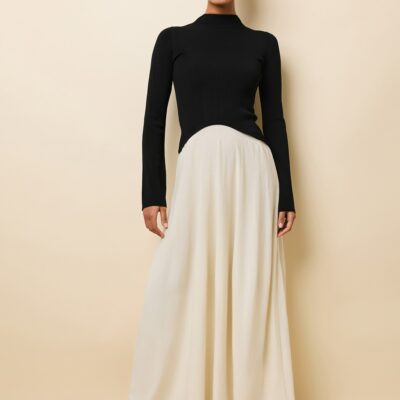 Solid & Striped Soglio Dress Ecru / Noir - Image 1