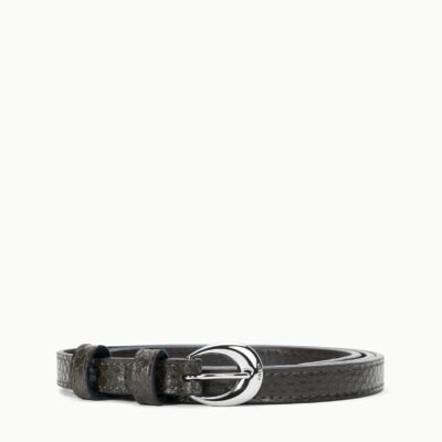 Staud Slim Moon Buckle Belt - 13mm | Espresso Snake - Image 1
