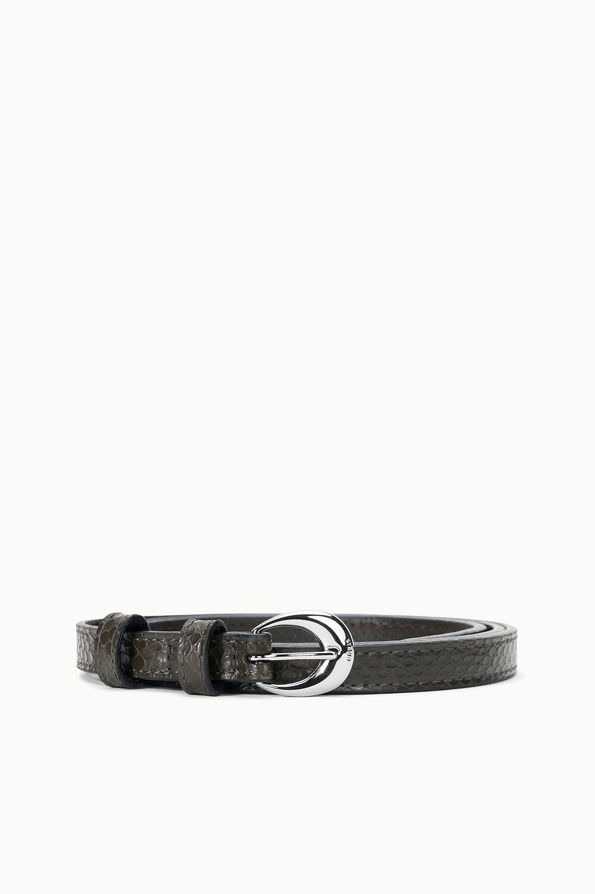 Staud Slim Moon Buckle Belt - 13mm | Espresso Snake - Image 1
