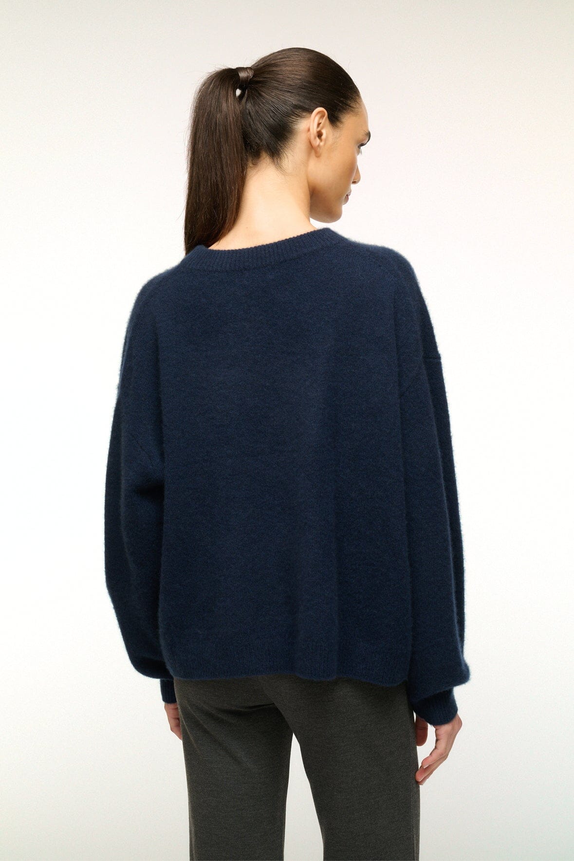 MNSTD051026021815019_3 Staud Serrano Cashmere Relaxed Crew | Navy - Image 3