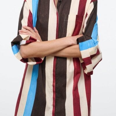 Staud Nico Dress | Caffe Stripe - Image 1