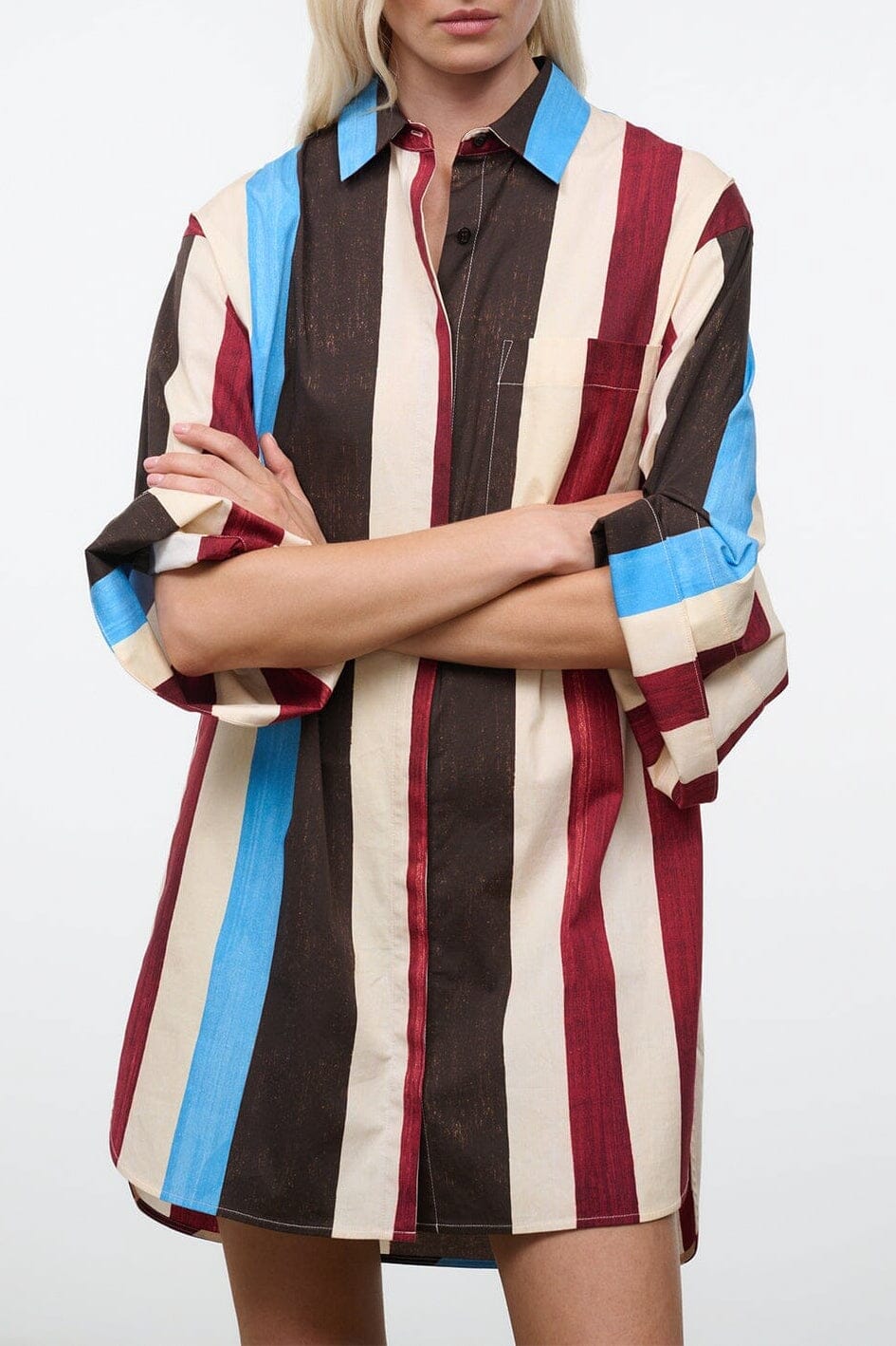 Staud Nico Dress | Caffe Stripe - Image 1