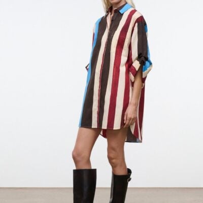 Staud Nico Dress | Caffe Stripe - Image 2