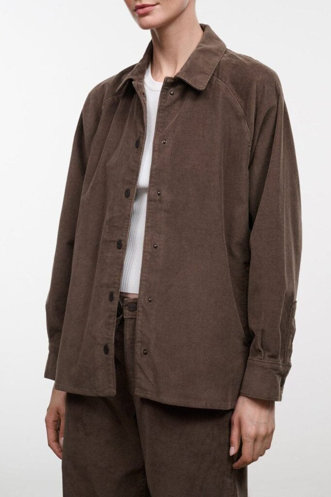 Staud Myles Shirt Jacket | Oyster Corduroy - Image 1
