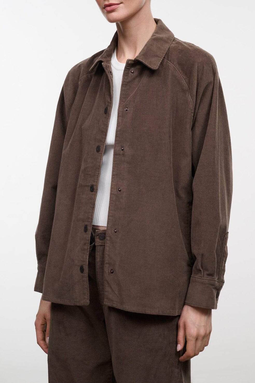 Staud Myles Shirt Jacket | Oyster Corduroy - Image 1
