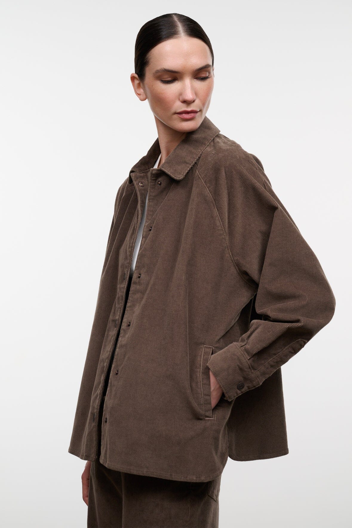 Staud Myles Shirt Jacket | Oyster Corduroy - Image 2