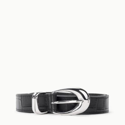 Staud Moon Buckle Belt | Black Croco - Image 1