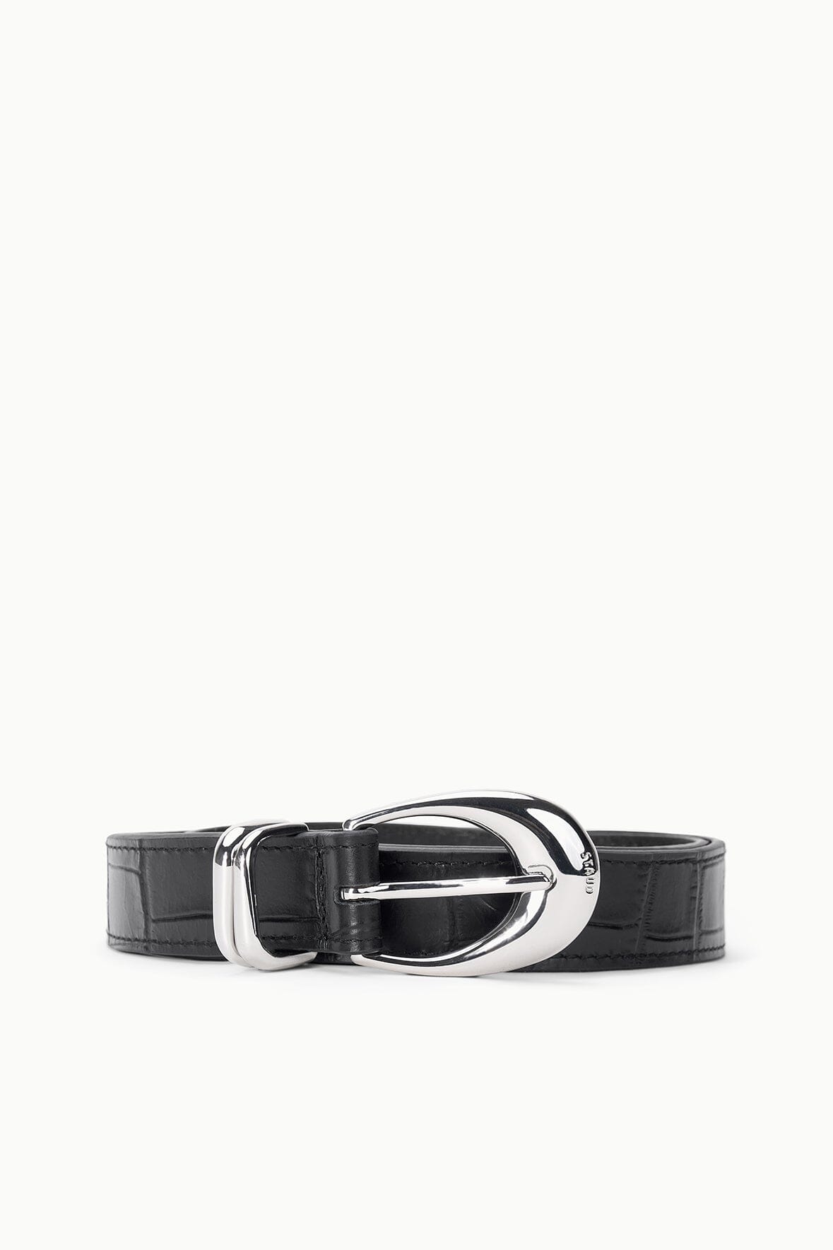 Staud Moon Buckle Belt | Black Croco - Image 1