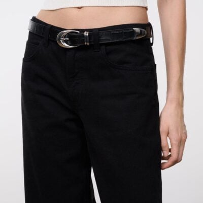 Staud Moon Buckle Belt | Black Croco - Image 2