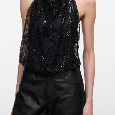 Staud Monay Bodysuit | Black Beaded - Image 1
