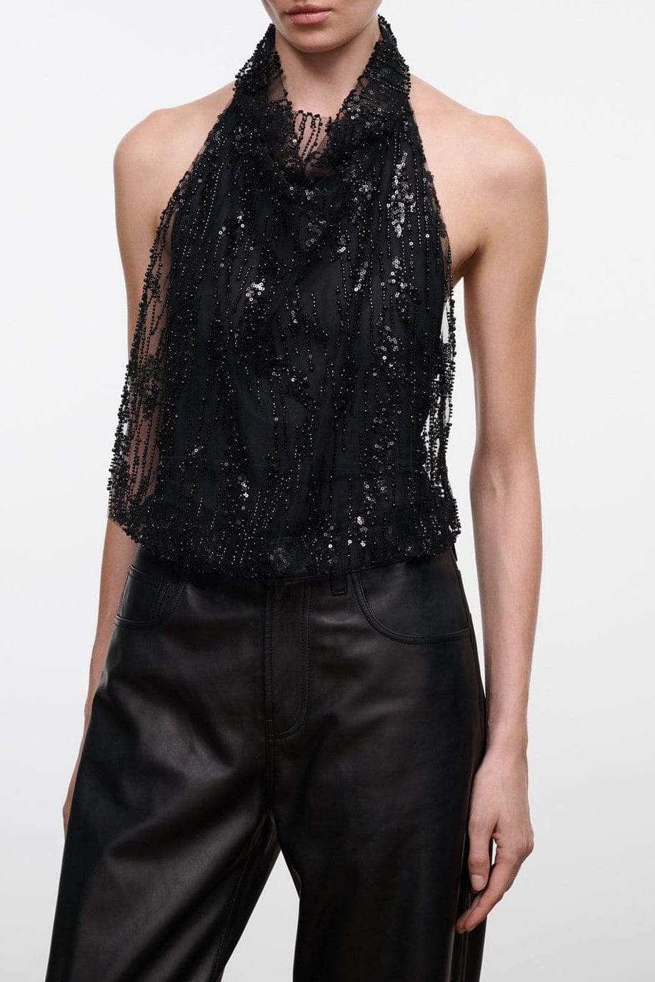 Staud Monay Bodysuit | Black Beaded - Image 1