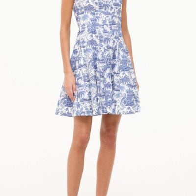 Staud Mini Wells Dress | Blue Toile - Image 1