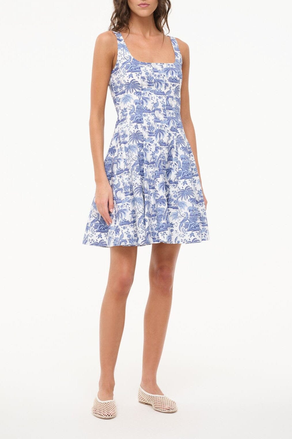 Staud Mini Wells Dress | Blue Toile - Image 1