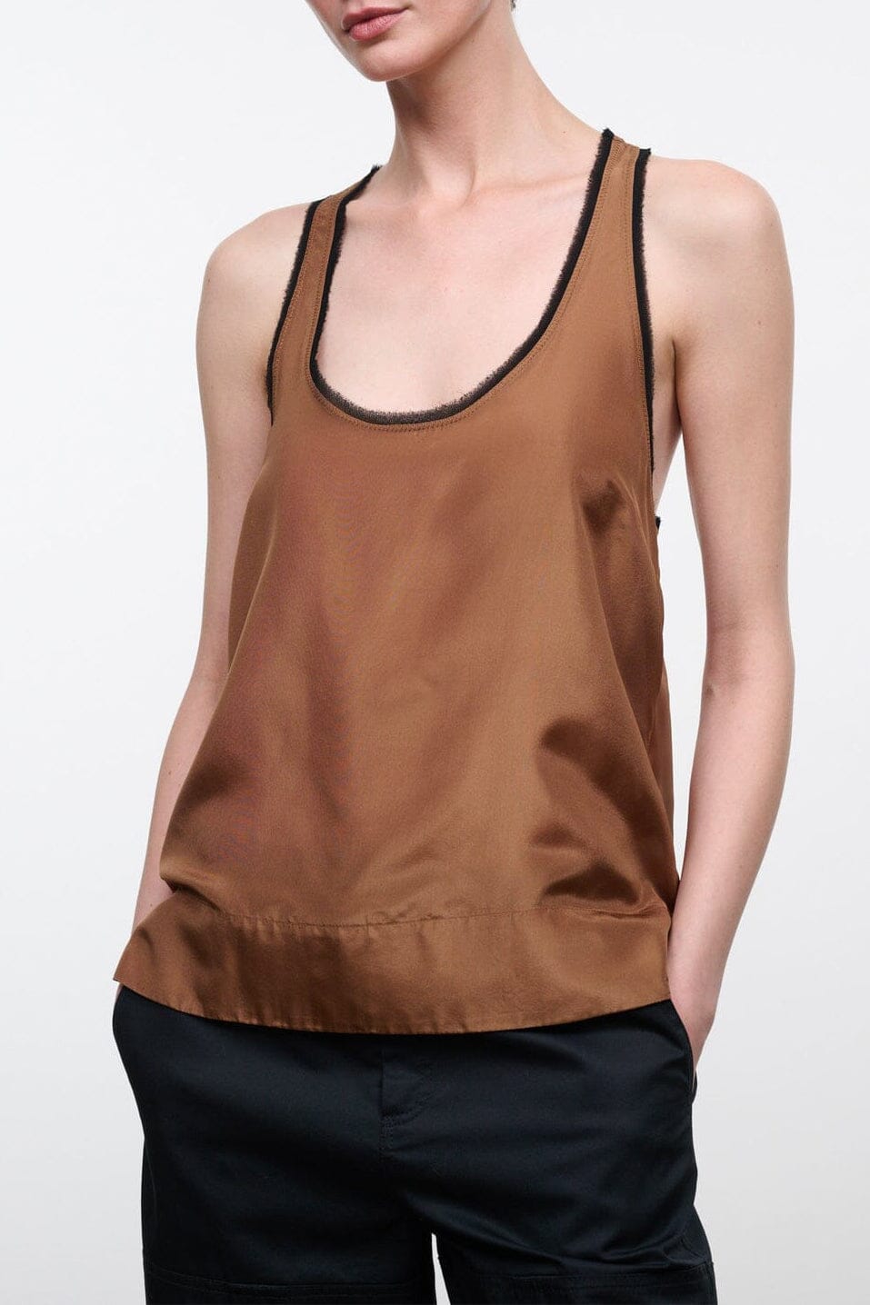 Staud Lynelle Silk Tank | Cigar - Image 1