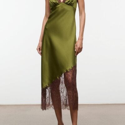Staud Lara Silk Dress | Pear - Image 1