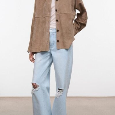 Staud Josette Suede Shirt | Dune - Image 1