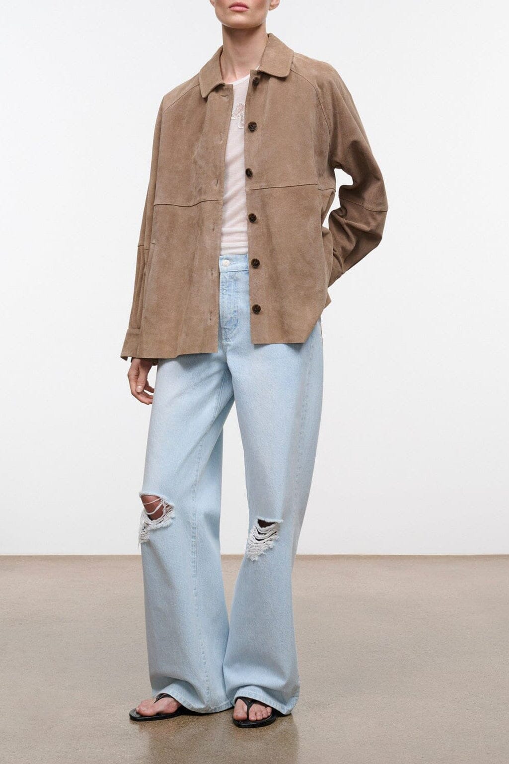 Staud Josette Suede Shirt | Dune - Image 1