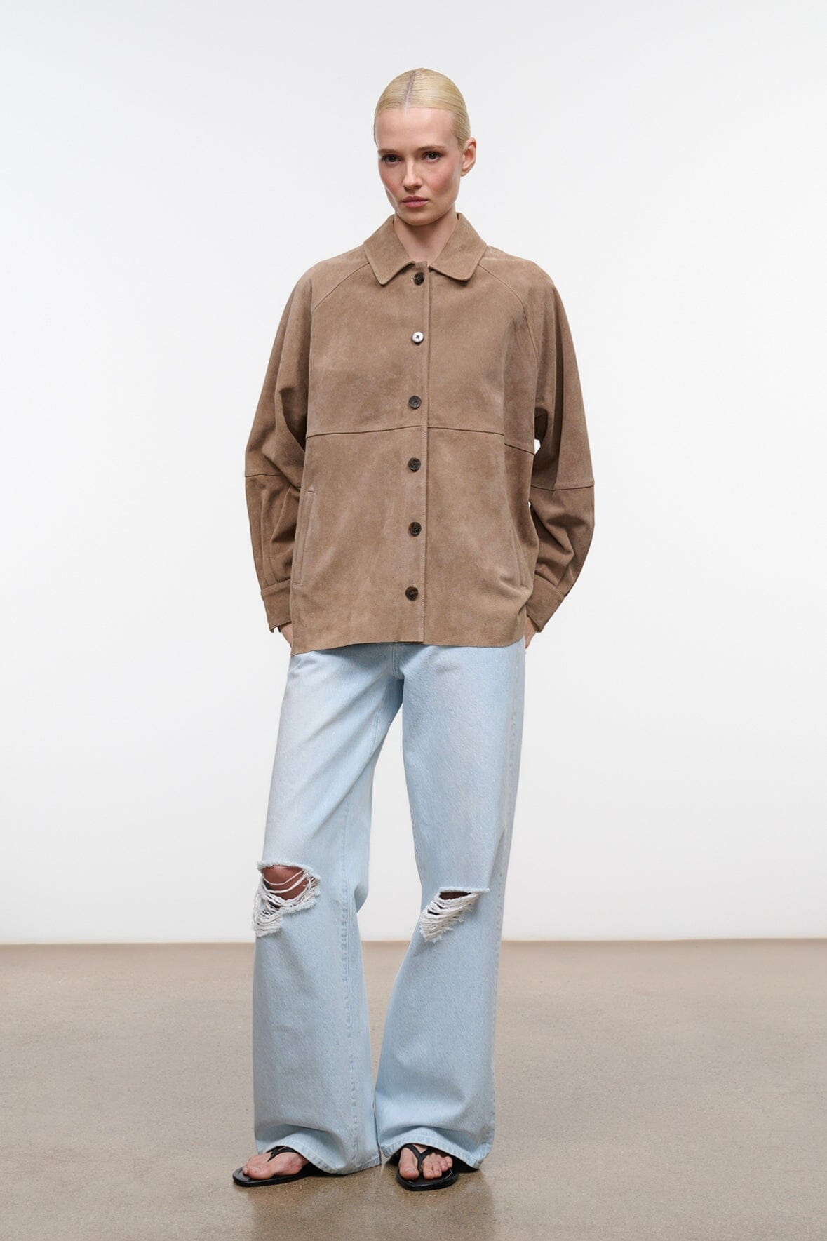 MNSTD051026021815108_3 Staud Josette Suede Shirt | Dune - Image 3
