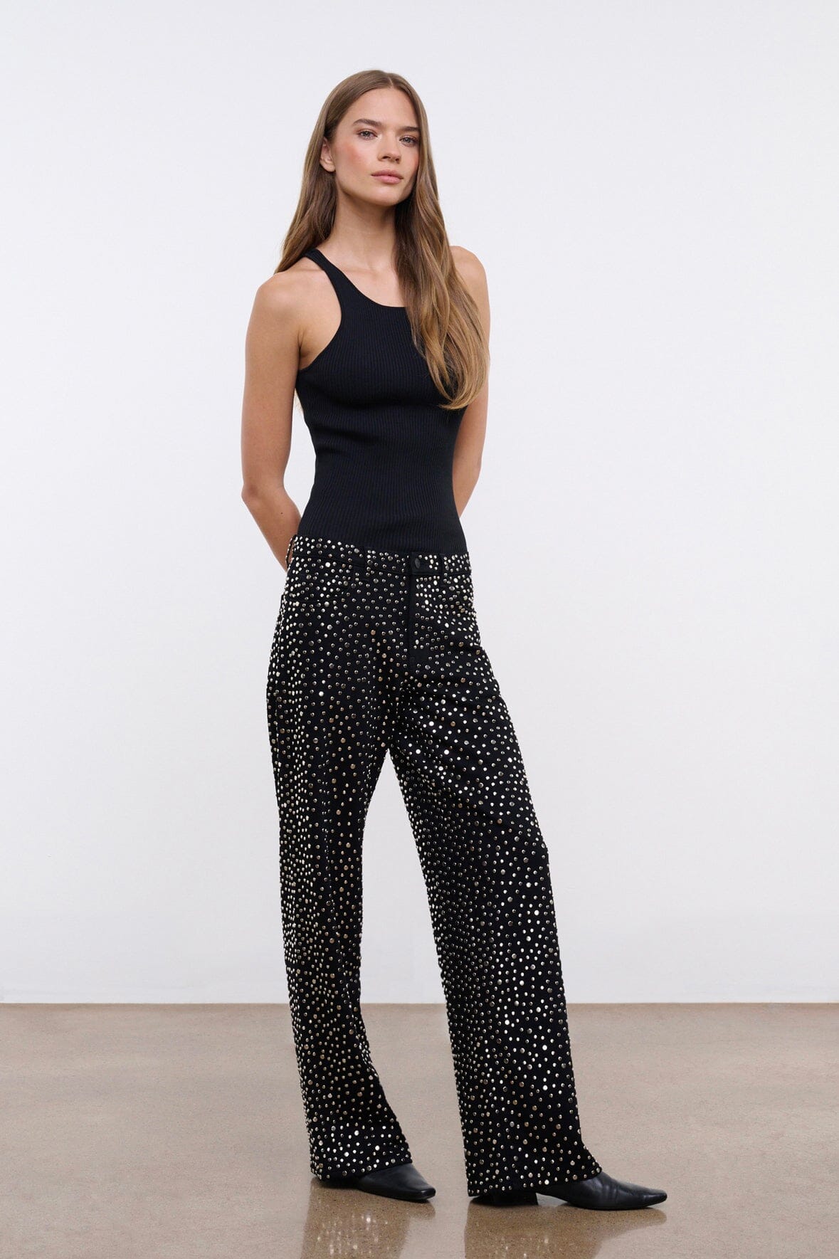 Staud Gus Studded Relaxed Jean | Black - Image 2