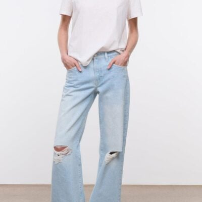 Staud Gus Distressed Relaxed Jean | Salt Wash - Image 1