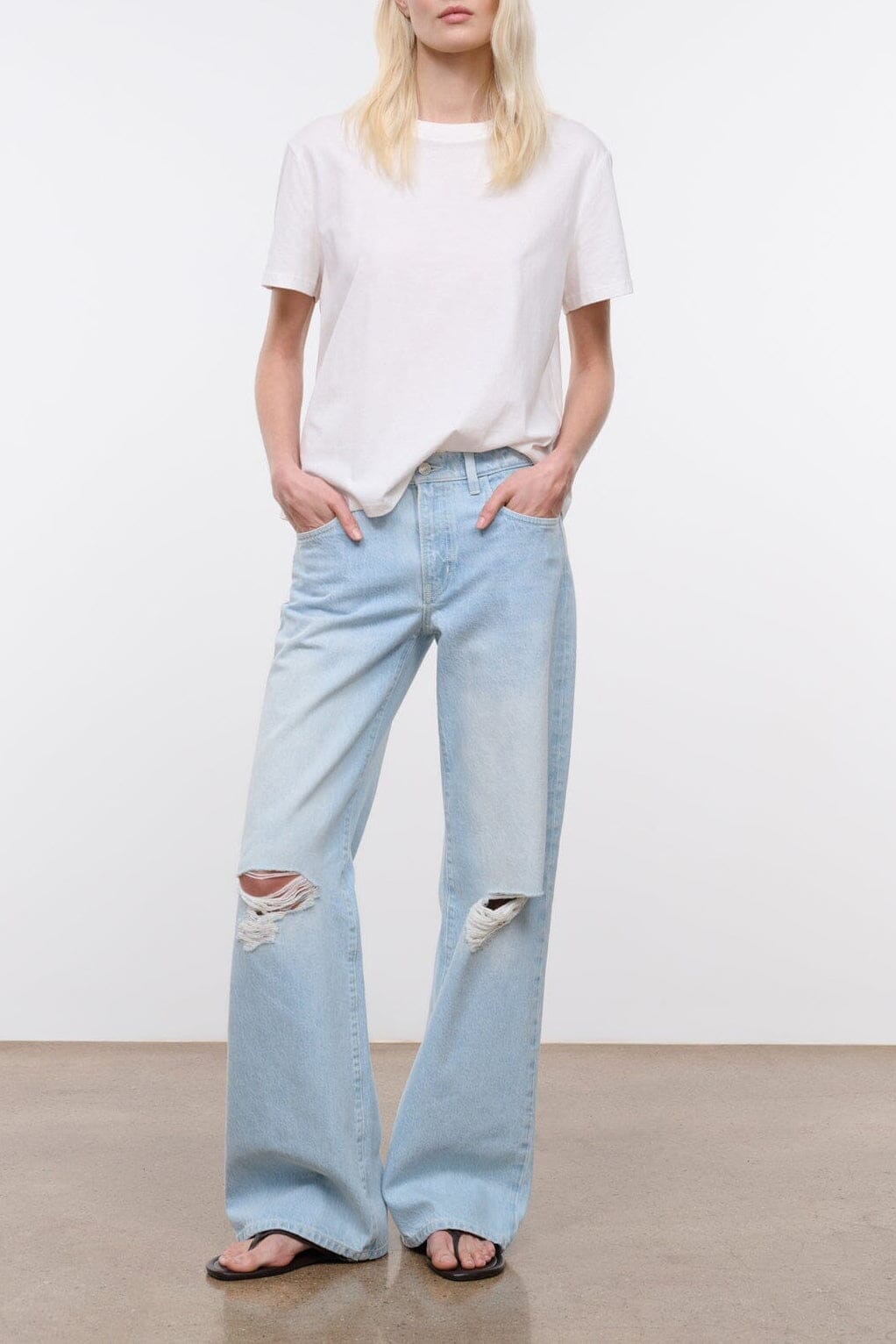 Staud Gus Distressed Relaxed Jean | Salt Wash - Image 1
