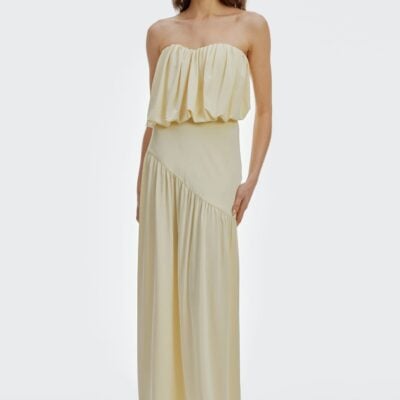 Third Form Withheld Strapless Floor Length Dress | Butter Yellow - Image 1