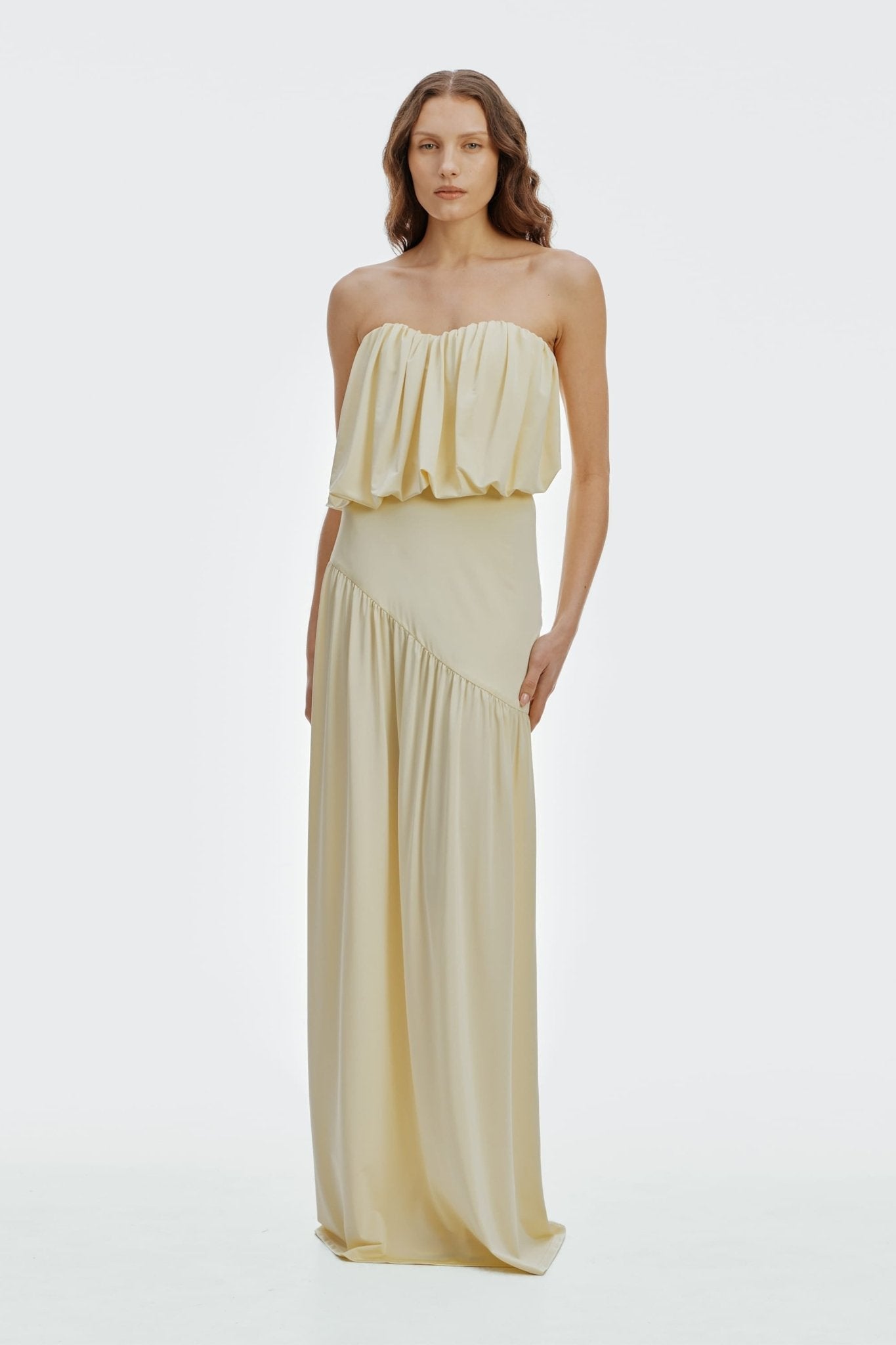Third Form Withheld Strapless Floor Length Dress | Butter Yellow - Image 1