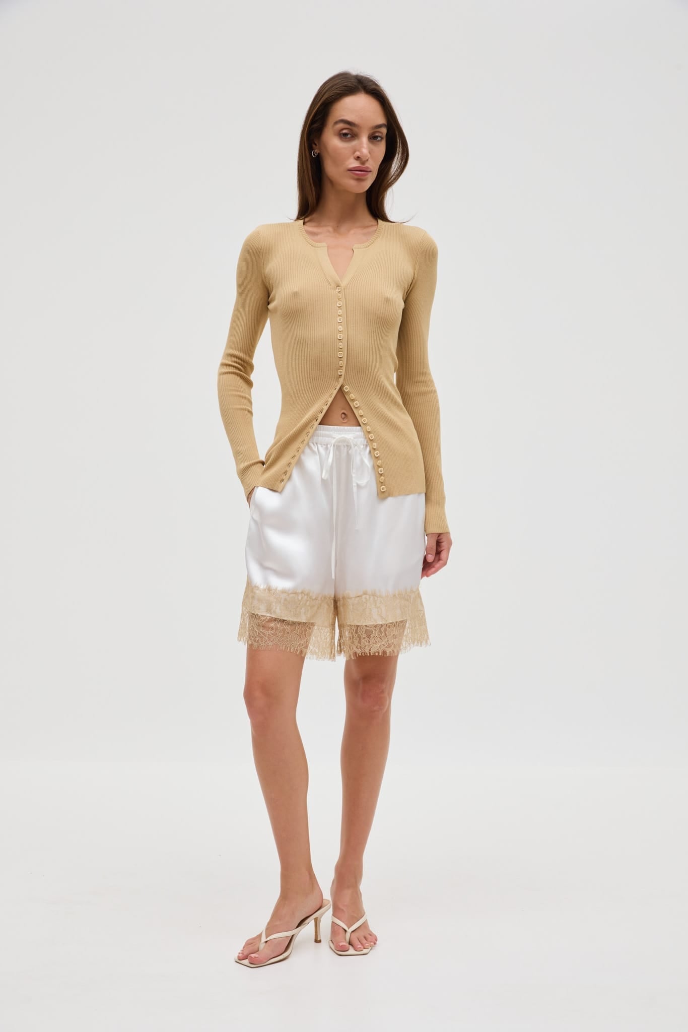 Third Form Whisper Lace Trim Short | Milk & Nude - Image 1