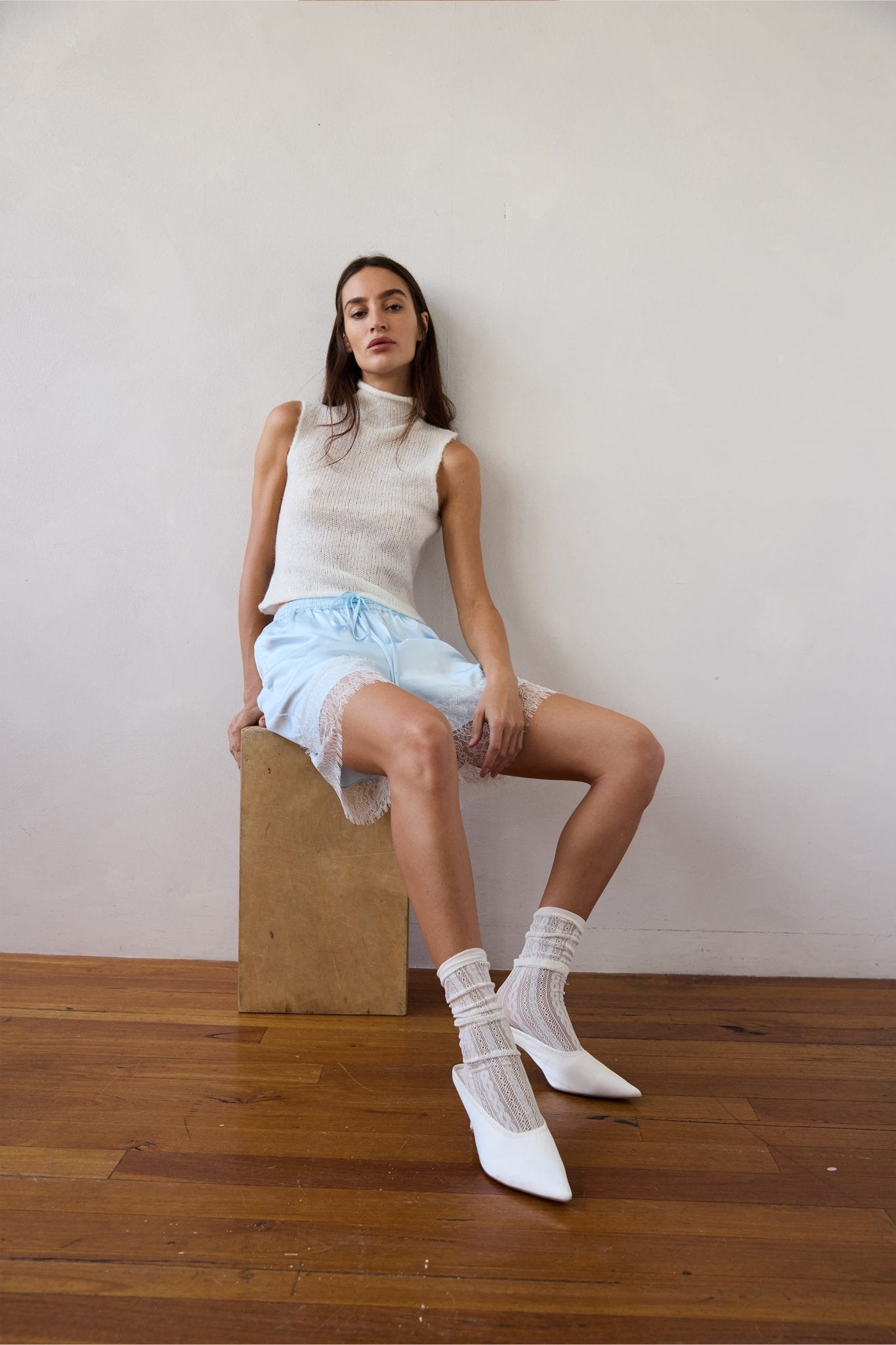 Third Form Whisper Lace Trim Short | Ice Blue - Image 2
