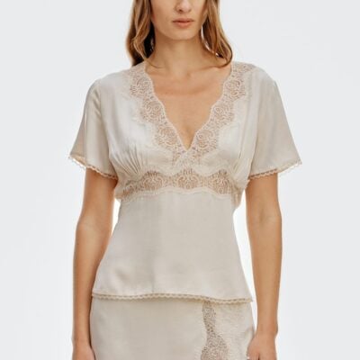Third Form Visions Lace Tie Back Top | Buttercream - Image 1