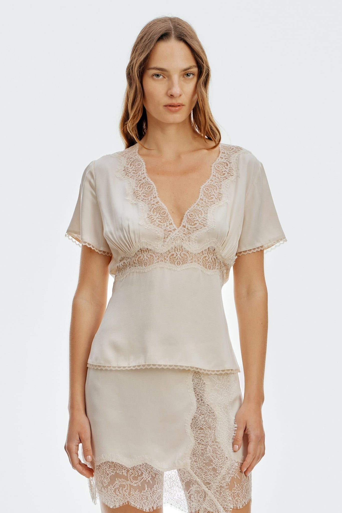 Third Form Visions Lace Tie Back Top | Buttercream - Image 1