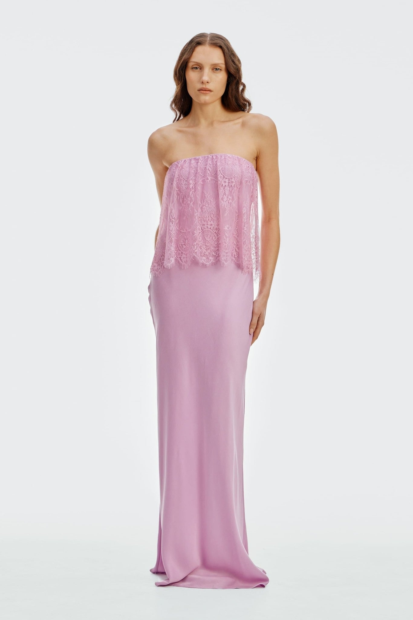 Third Form Visions Lace Strapless Maxi Dress | Lilac - Image 1
