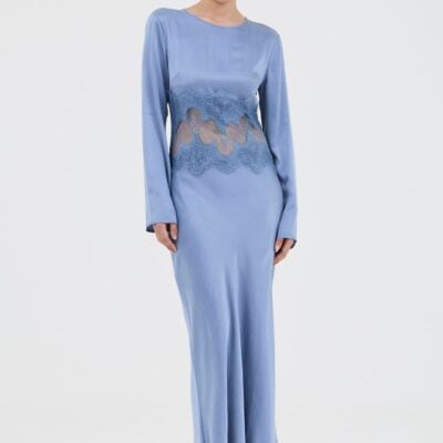 Third Form Visions Lace Trim LS Maxi Dress | Sapphire - Image 1