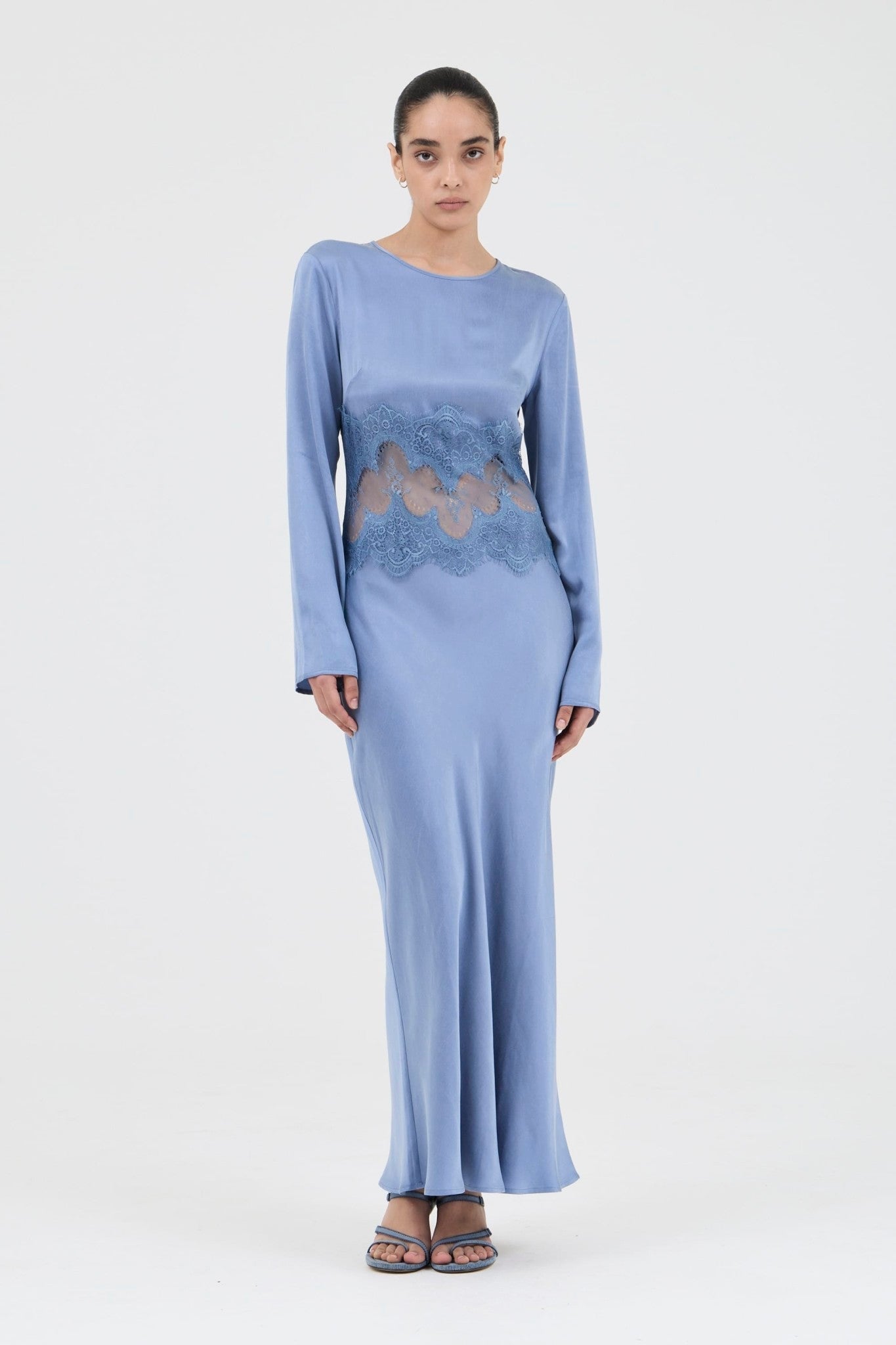 Third Form Visions Lace Trim LS Maxi Dress | Sapphire - Image 1