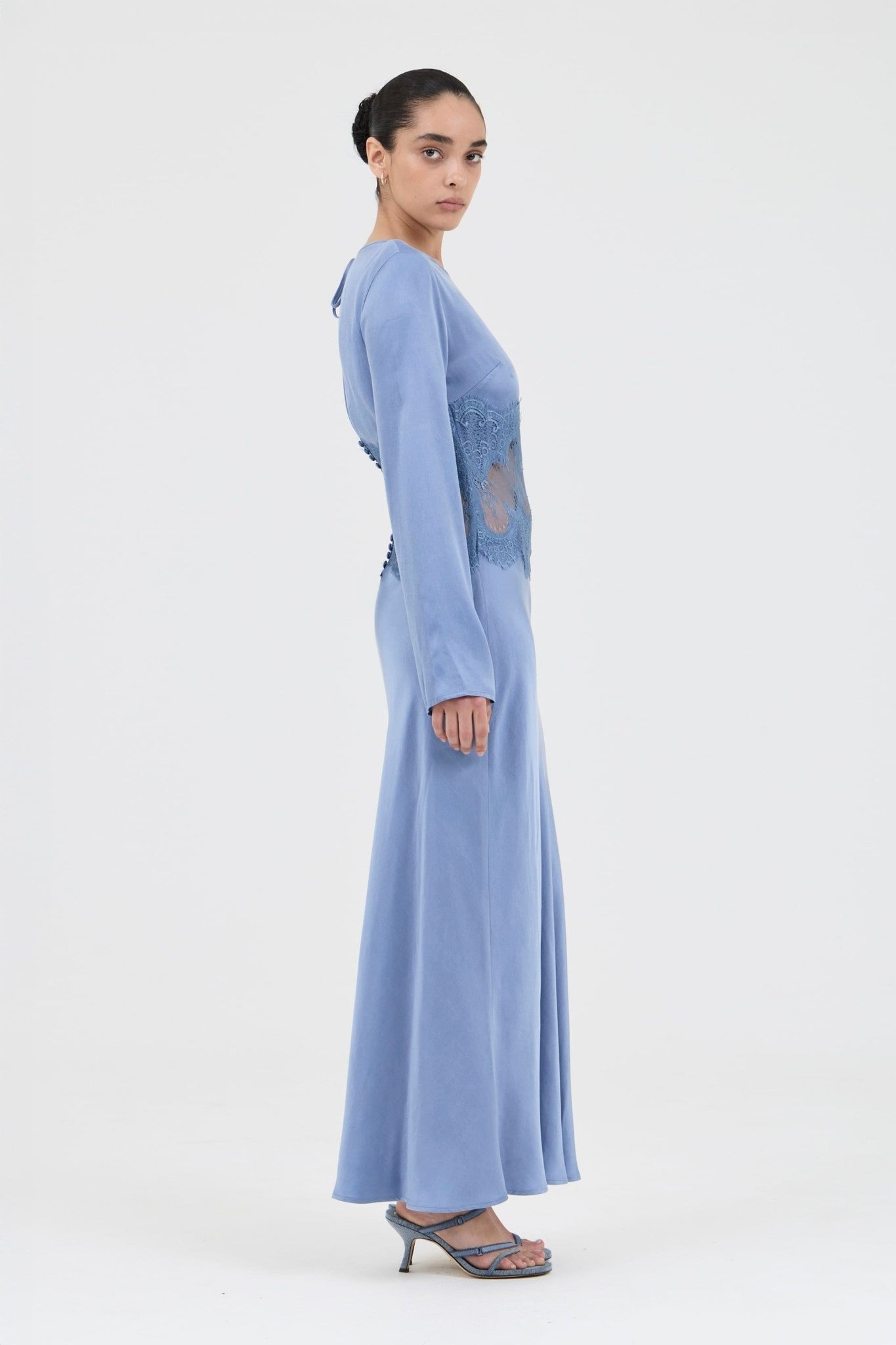 Third Form Visions Lace Trim LS Maxi Dress | Sapphire - Image 2