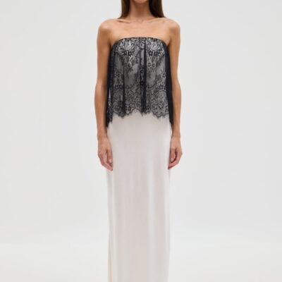 Third Form Visions Lace Strapless Maxi Dress | Ivory & Black - Image 1