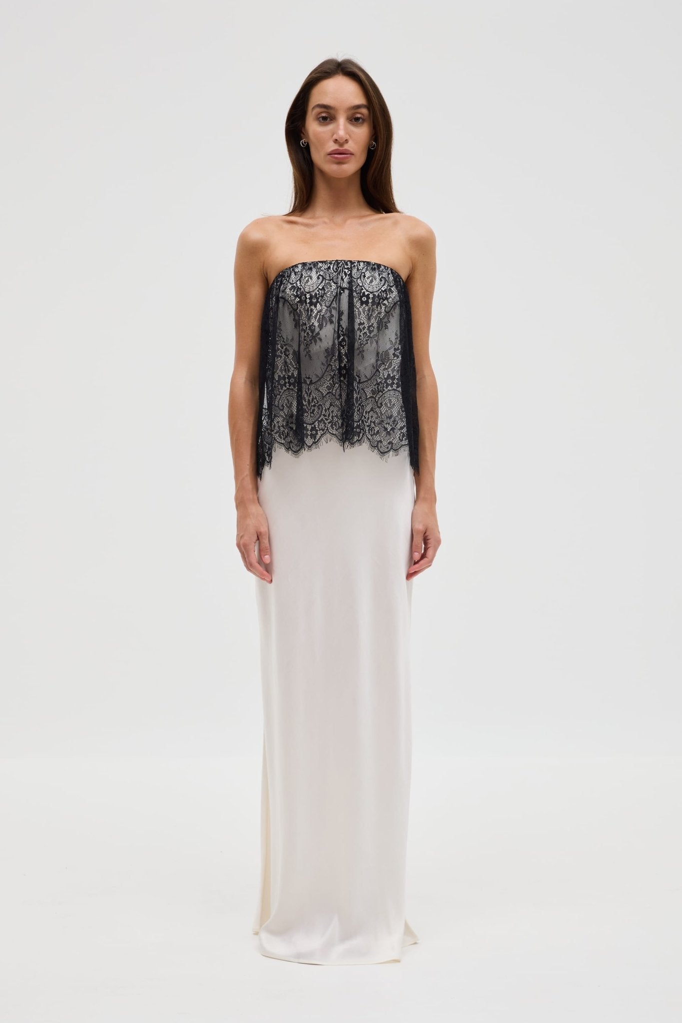 Third Form Visions Lace Strapless Maxi Dress | Ivory & Black - Image 1