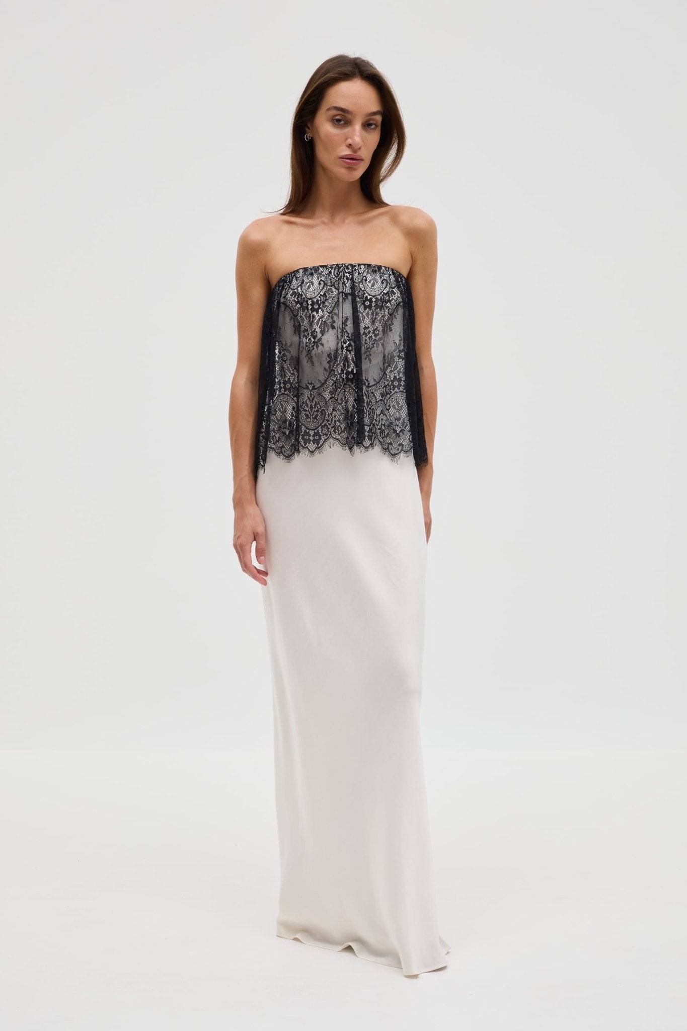 Third Form Visions Lace Strapless Maxi Dress | Ivory & Black - Image 2