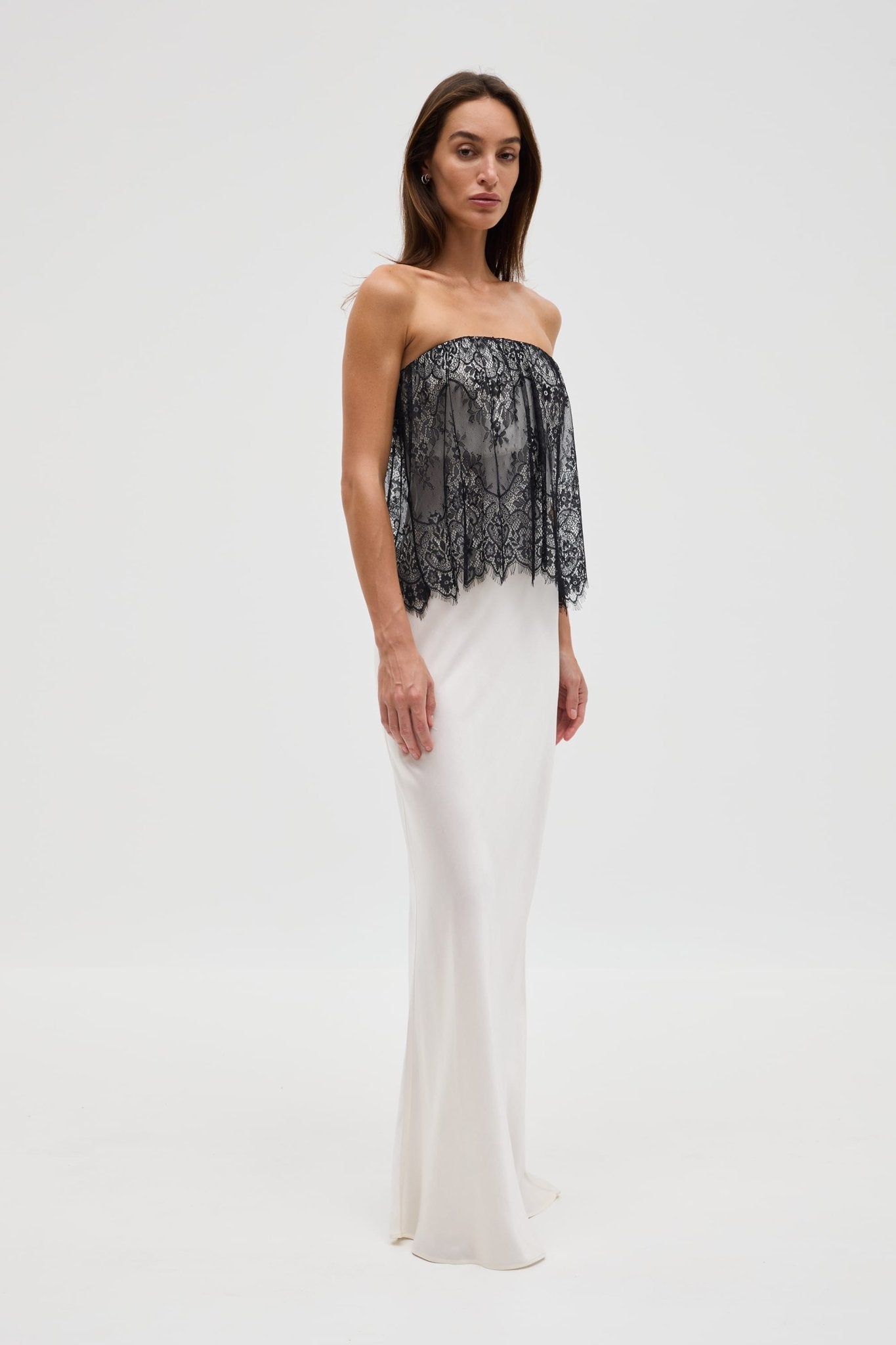 Third Form Visions Lace Strapless Maxi Dress | Ivory & Black - Image 3