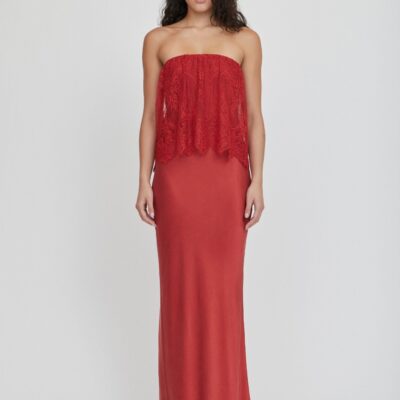 Third Form Visions Lace Strapless Maxi Dress | Crimson - Image 1