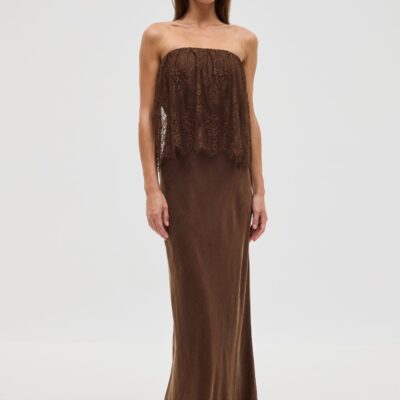 Third Form Visions Lace Strapless Maxi Dress | Chocolate - Image 1