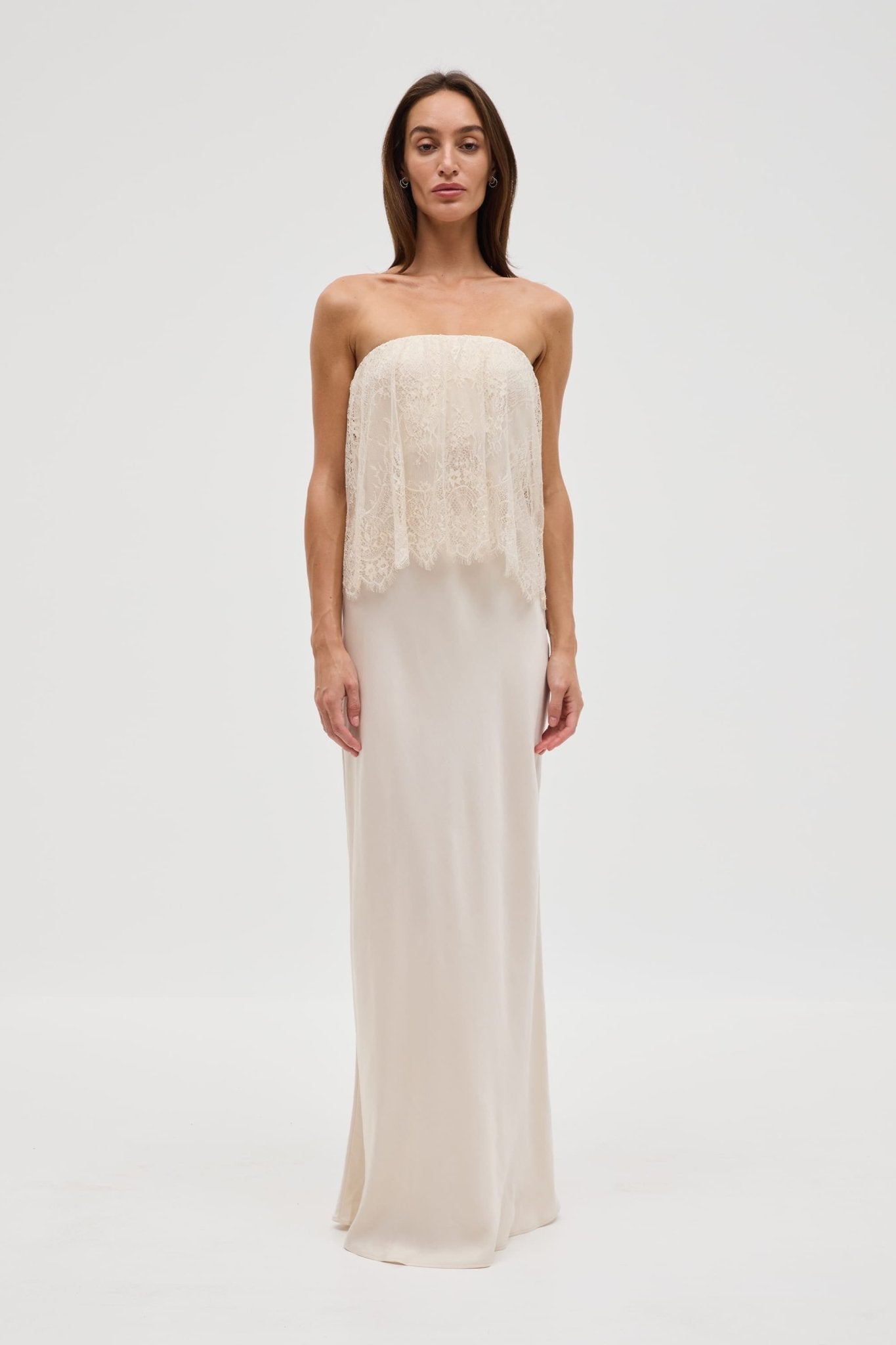 Third Form Visions Lace Strapless Maxi Dress | Buttercream - Image 1