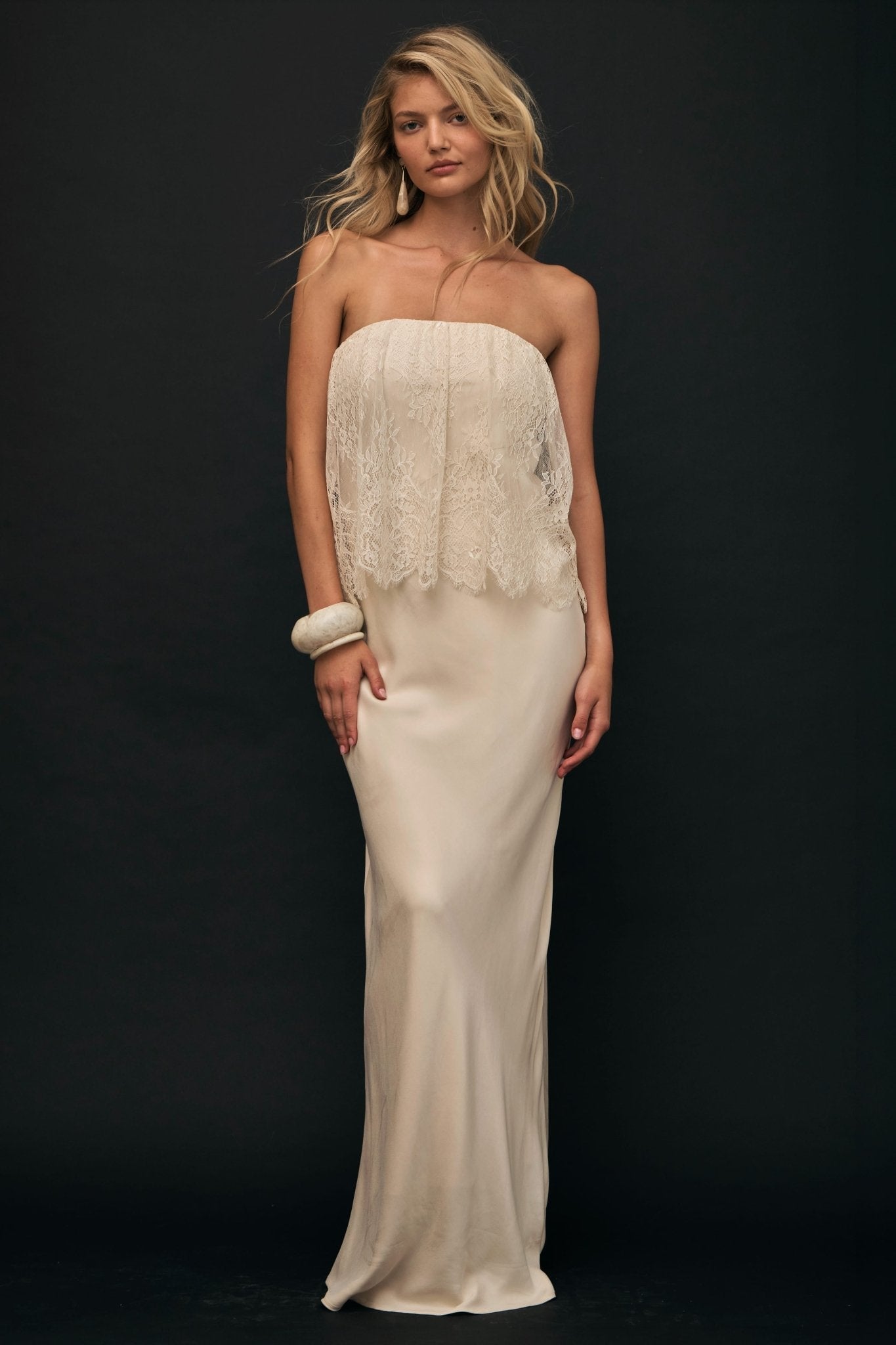 MNTFM051026020904038_2 Third Form Visions Lace Strapless Maxi Dress | Buttercream - Image 2
