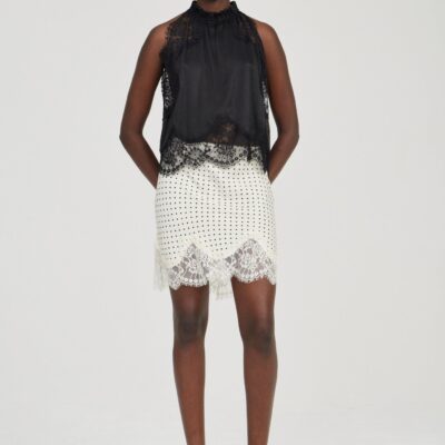 Third Form Visions Lace Mini Skirt | Cream Polka Dot - Image 1