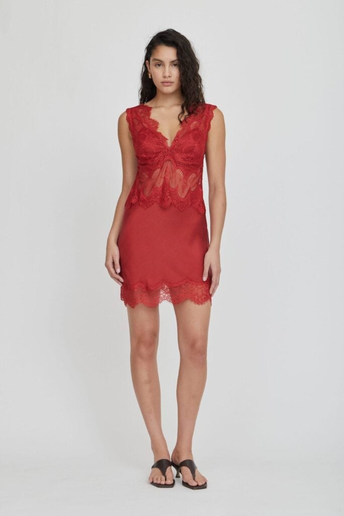Third Form Visions Lace Mini Dress | Crimson - Image 1