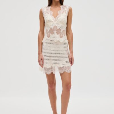 Third Form Visions Lace Mini Dress | Cream Polka Dot - Image 1