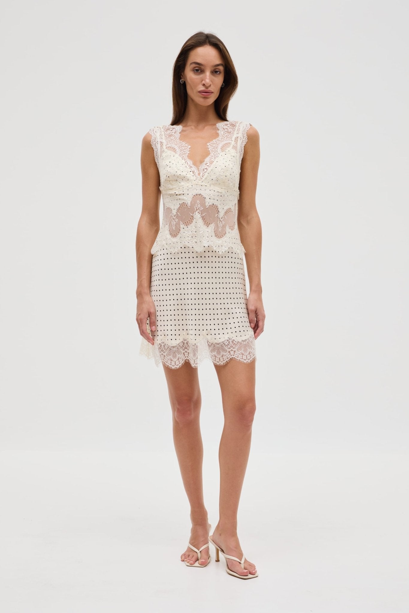 Third Form Visions Lace Mini Dress | Cream Polka Dot - Image 1