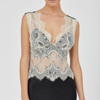 Third Form Visions Lace Mini Dress | Buttercream & Black - Image 2