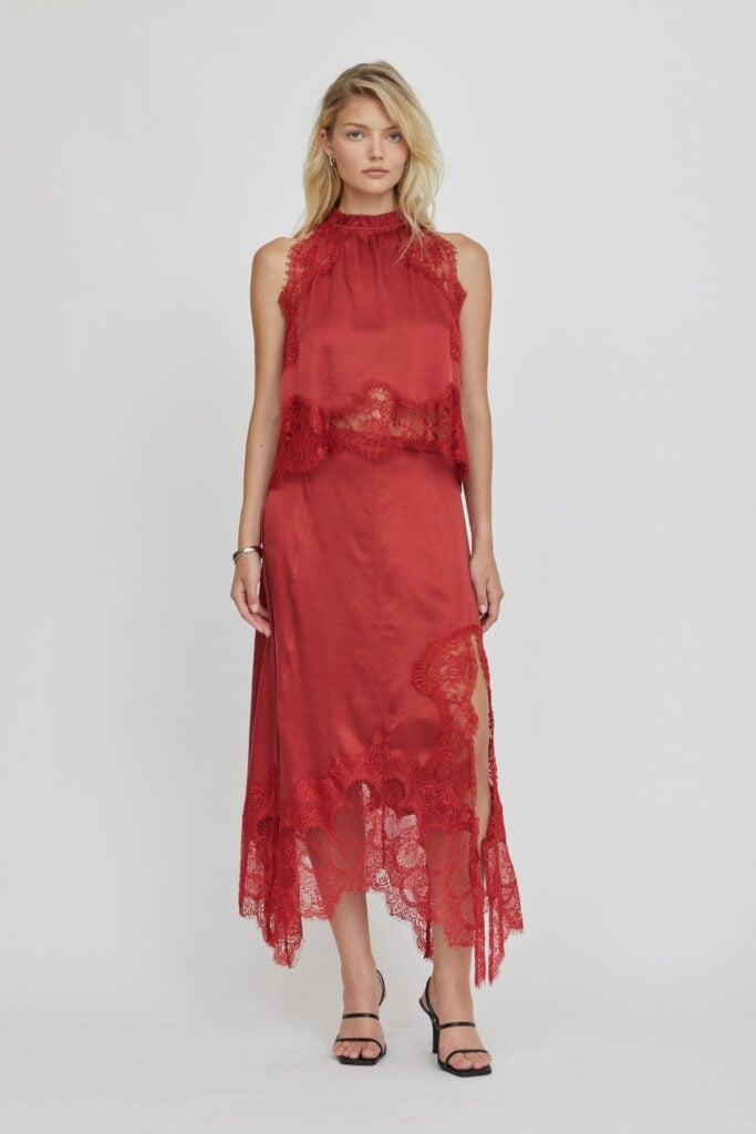 Third Form Visions Lace Hankerchief Skirt | Crimson - Image 1